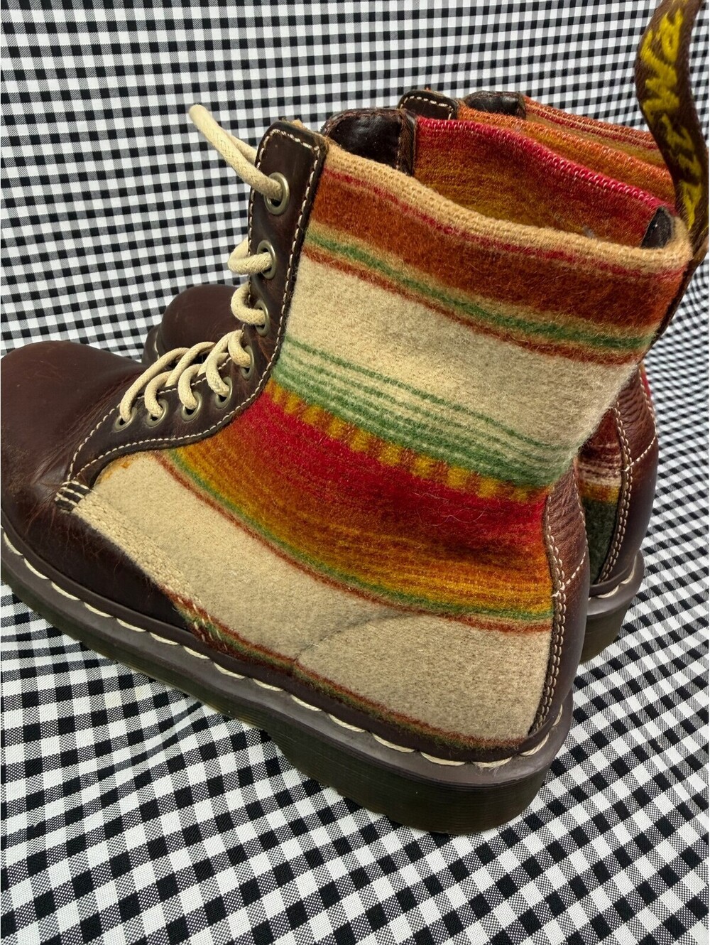 Dr Martens x Pendleton 1460 Boots Womens 8 UK 6 Wool Leather Stripe Rare Collab - Picture 5 of 7